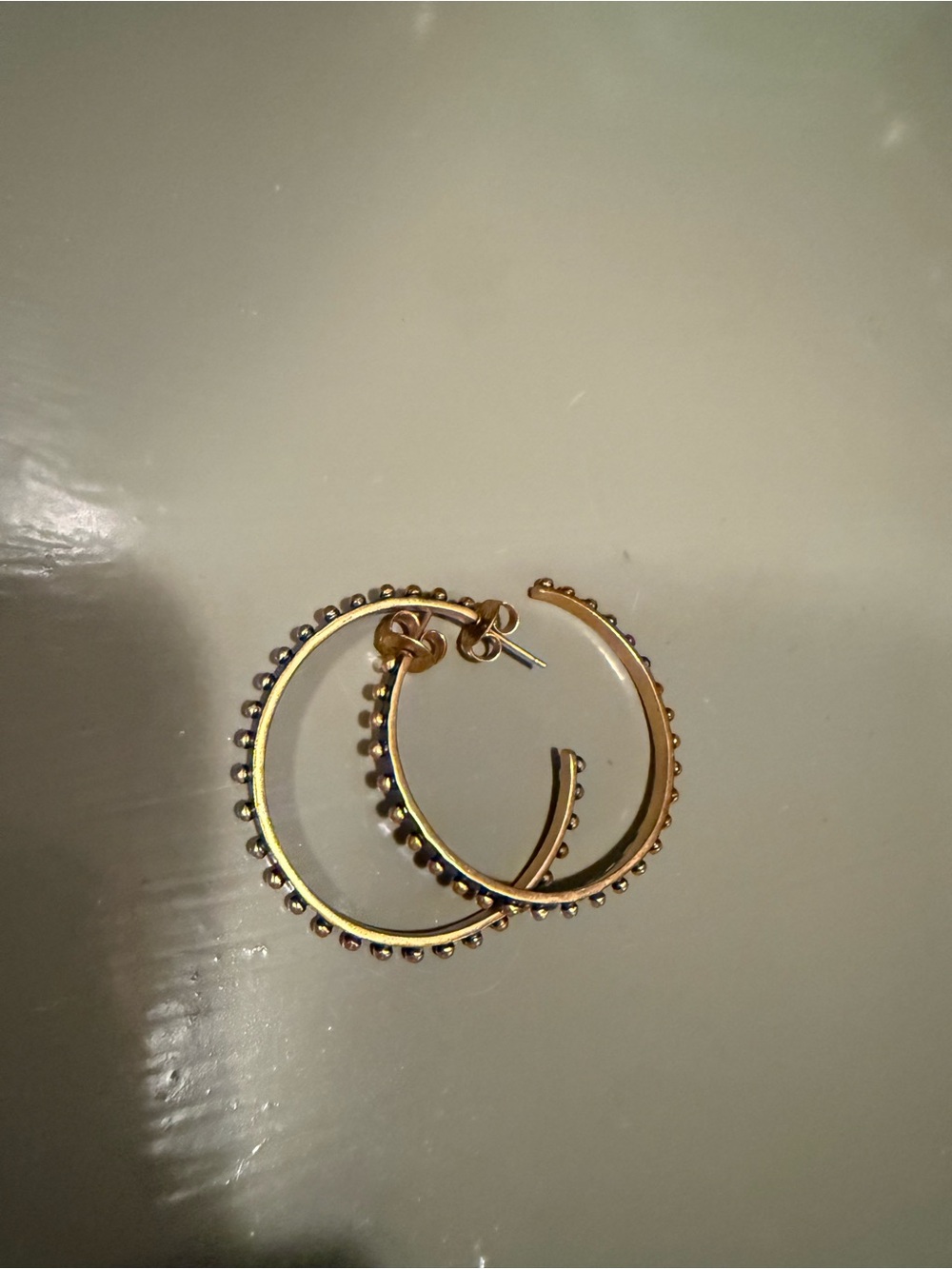 Beaded Edge Gold Hoop Earrings for Women
